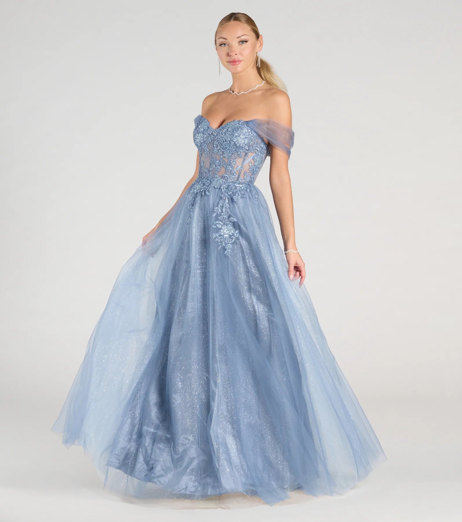 Clearance Event Yarelis Corset A-Line Glitter Tulle Ball Gown