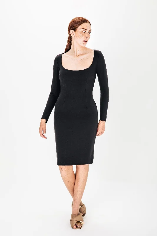 Reduced Prices Black Celeste Ponte Knit Midi Dress