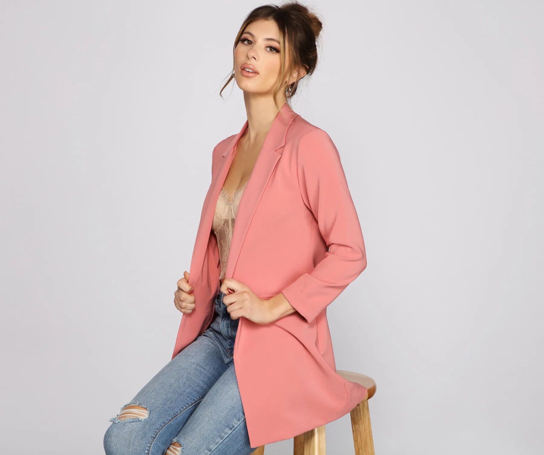 Grand Opening Sale Level Up Cuffed Sleeve Boyfriend Blazer