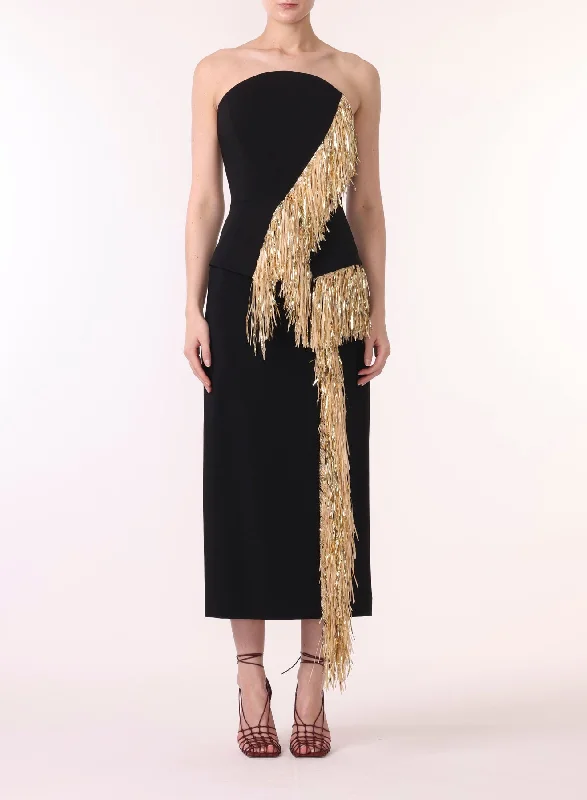 Unmissable Offer SLEEVELESS COCKTAIL DRESS W/ FRINGE DETAIL