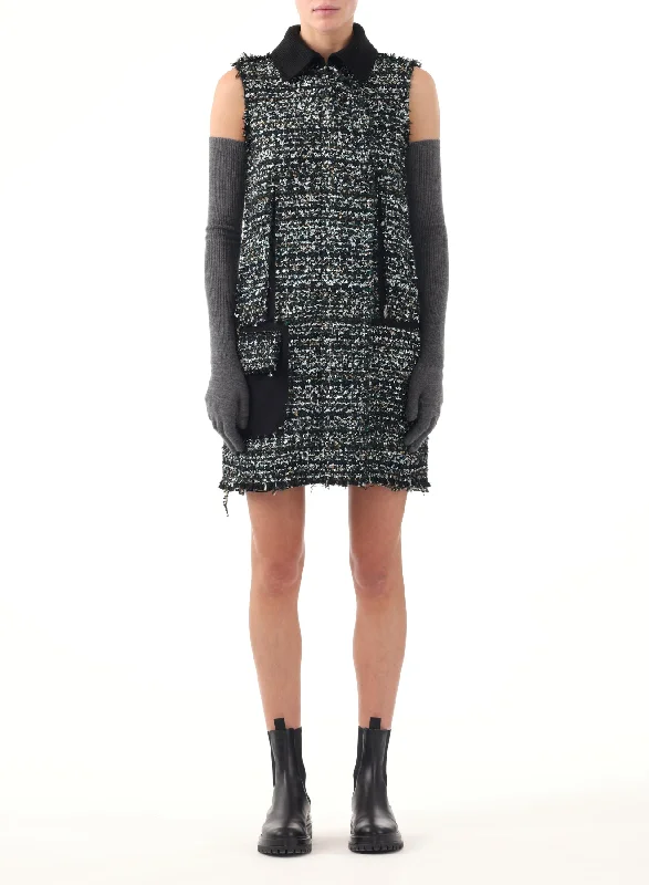 Shop and Save COLLARED TWEED MINI SHIFT DRESS