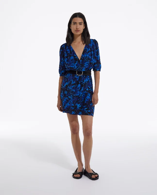 Lowest Price Black Wrap Dress With Side Buttoning | Women | Dark Blue