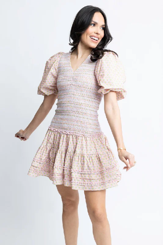 Lowest Price Vintage Paris Floral Vneck Smock Dress