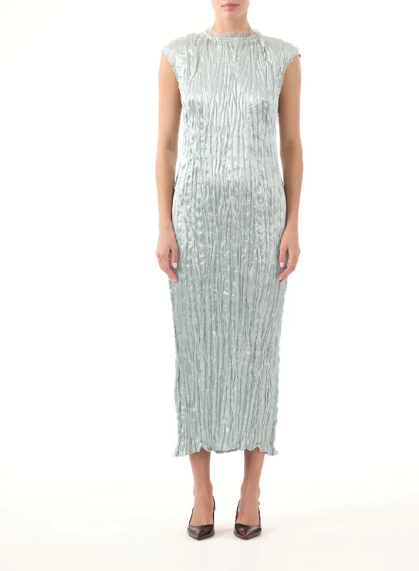 Steals and Deals HAMMERED SATIN PLEATED SHEATH DRESS