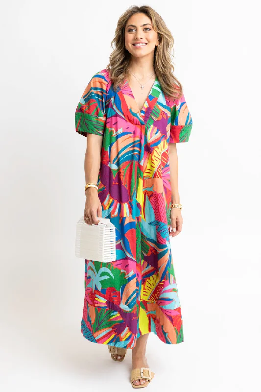 Crazy Deals Birds of Paradise Vneck Maxi Dress