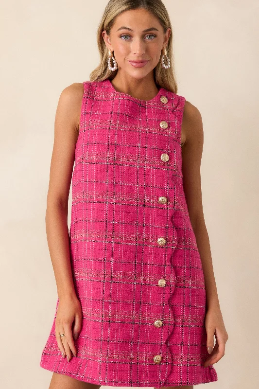 Deal Dash Radiant Spirit Hot Pink Tweed Mini Dress
