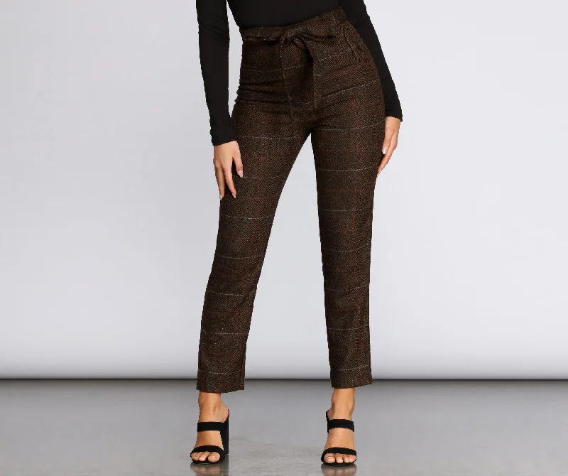 Midnight Sale Plaid Perfection Tie Waist Pants