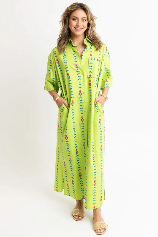 Hurry In Mod Floral Vine Maxi Dress