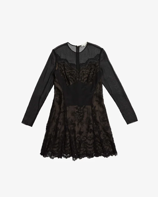 Take Advantage LONG SLEEVE CHIFFON/LACE MIX MEDIA DRESS