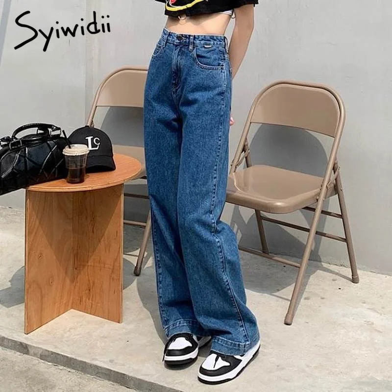 Value Deals Awakecrm Syiwidii Full Length High Waisted Jeans for Women Long Pants Mom Trousers Denim Joggers Vintage Streetwear Y2k Baggy Wide Leg