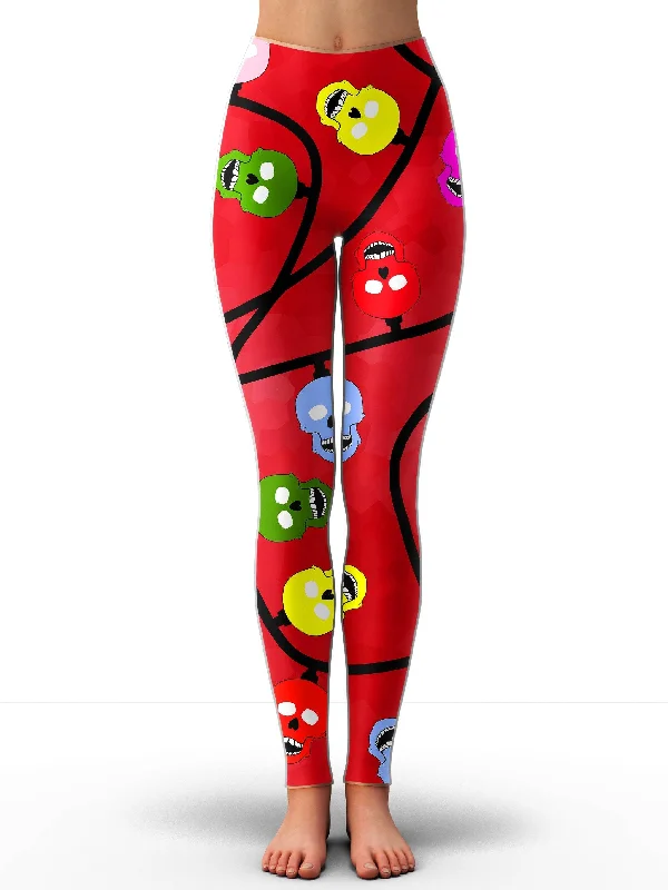 Unmissable Offer Christmas Skulls Red Leggings