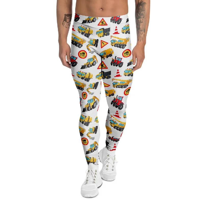 Quick Sale Colorful Toy Trucks And Tractor Print Pattern Men's Leggings