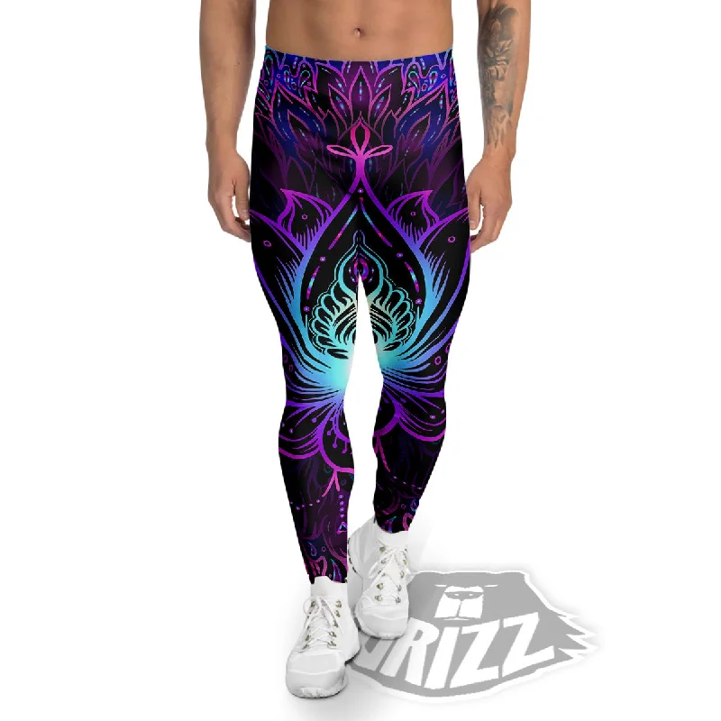 Extra Savings Lotus Boho Spiritual Print Men's Leggings