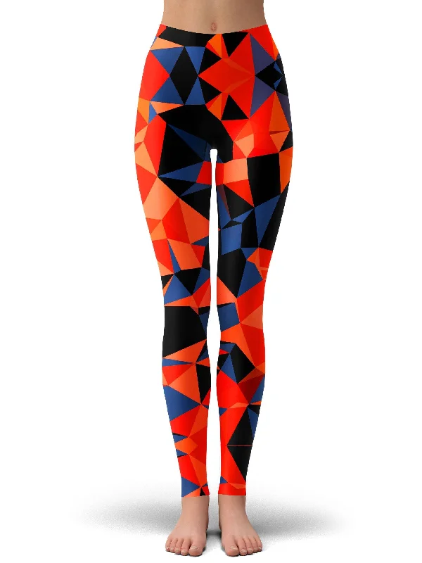 Hurry In Orange and Black Geo Leggings