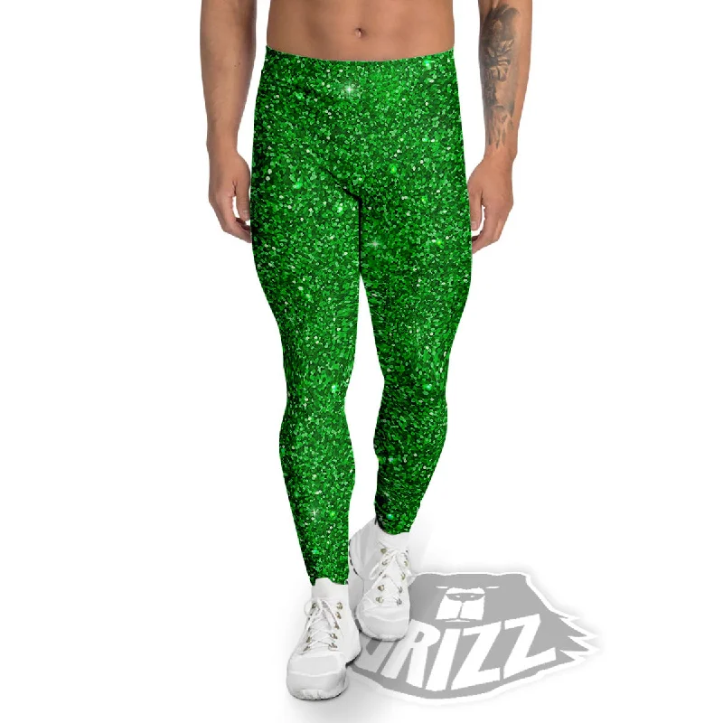 Quick Sale Artwork Glitter Green Print Men's Leggings