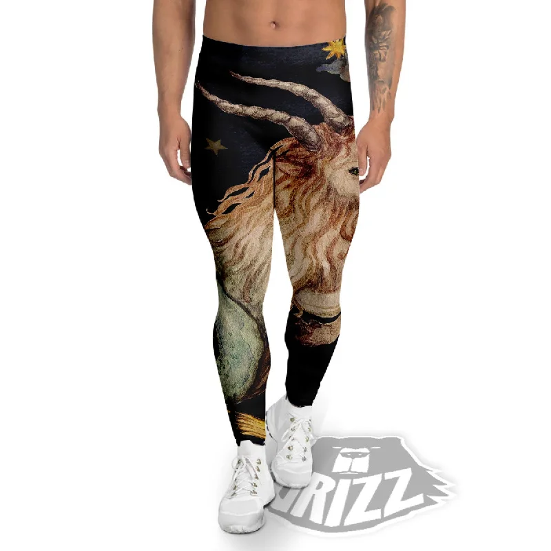 Deal Alert Zodiac Sign Watercolor Capricorn Print Men's Leggings
