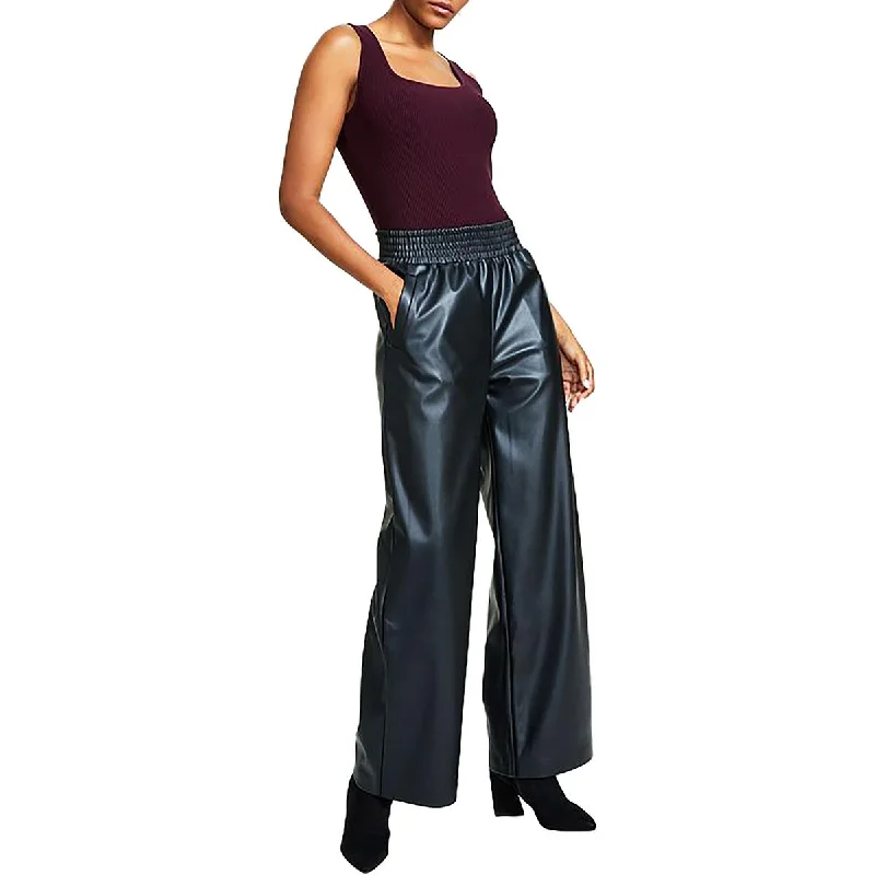 Must-Have Deals Bar III Womens Petites High Rise Pull On Wide Leg Pants