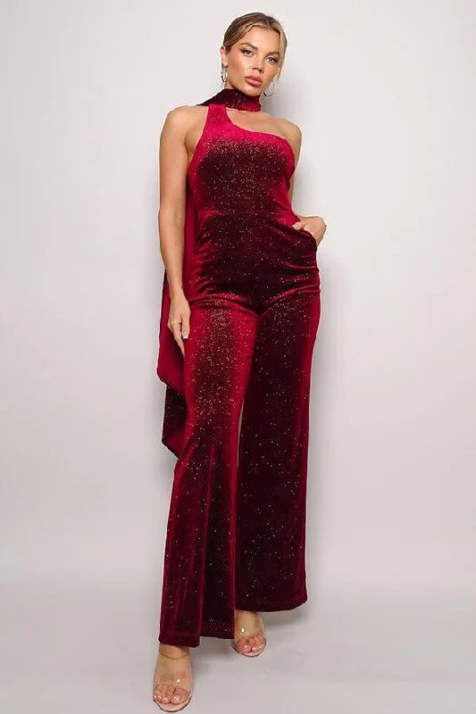 Instant Discount Glitter Velvet Jumpsuit