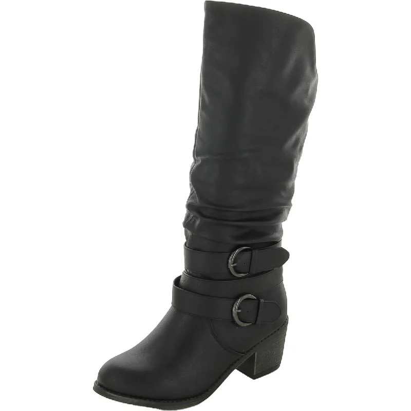 Daily Deals Journee Collection Womens Faux Leather Pull On Mid-Calf Boots