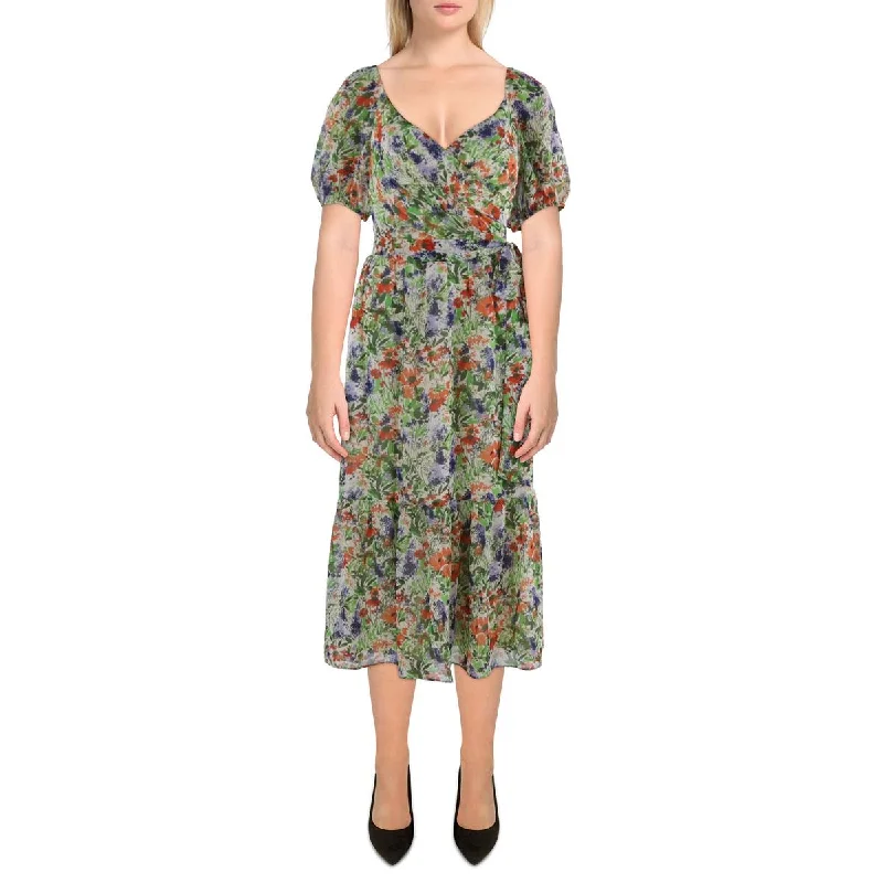 Hot Deal Julia Jordan Womens Chiffon Floral Fit & Flare Dress