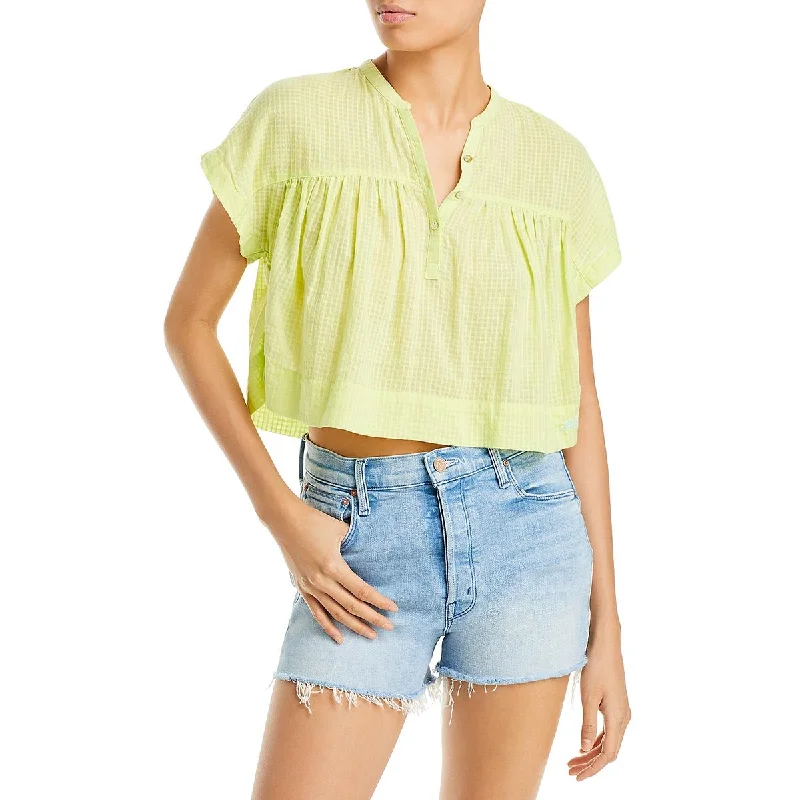 Overstock Sale Mother Womens Cotton Cropped Pullover Top