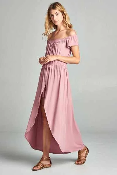 YEAR-End Clearance Off Shoulder Solid Jersey Romper Maxi