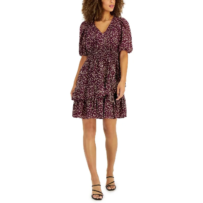 Special Promotion Taylor Womens Petites Ditsy-Print Smocked Fit & Flare Dress