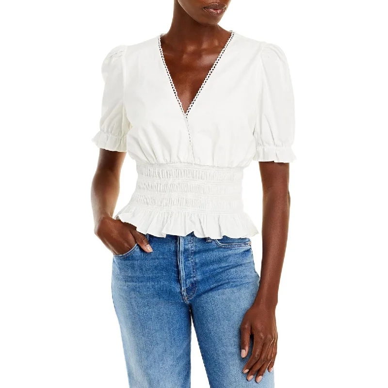 Lowest Price WAYF Womens V-Neck Smocked Waist Top