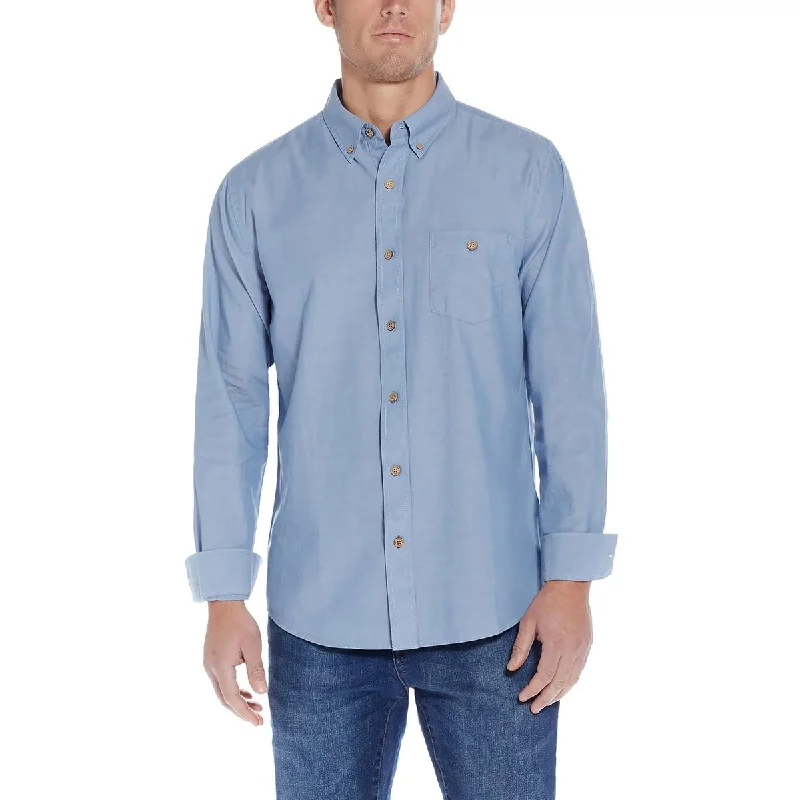 Deal Alert Weatherproof Vintage Mens Solid Cotton Button-Down Shirt